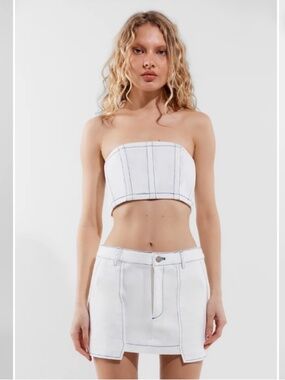 BY DYLN White Denim Mini Skirt Designer XS Revolve Y2K